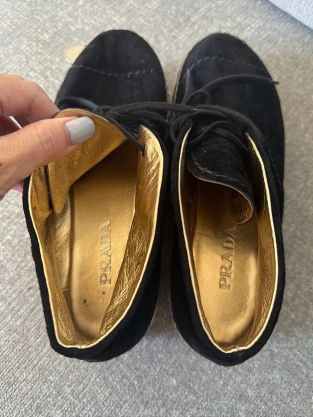 Prada black suede